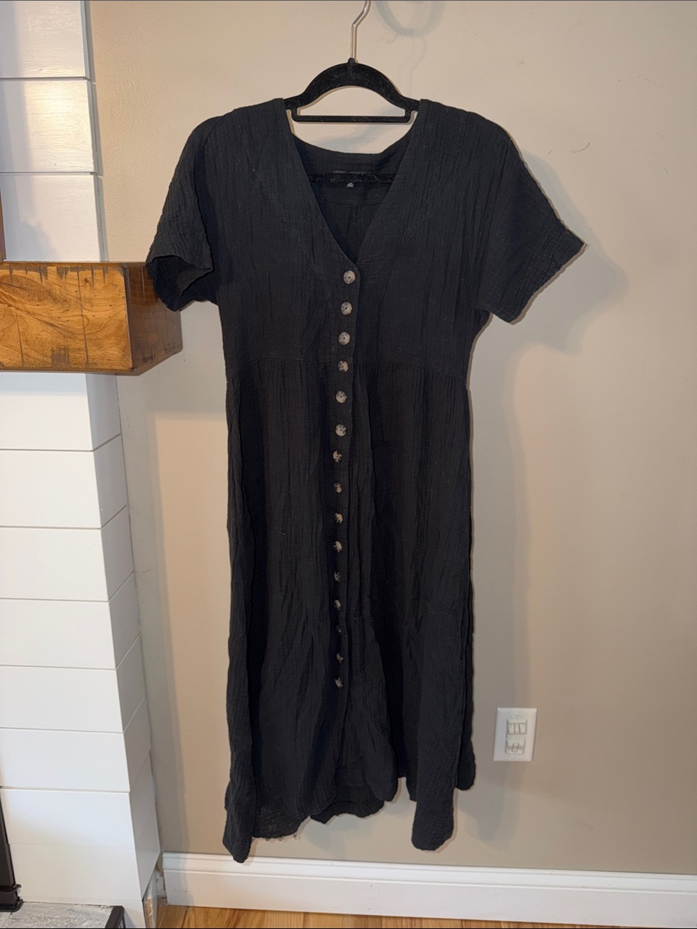 Madewell Black Button-Front Maxi Dress